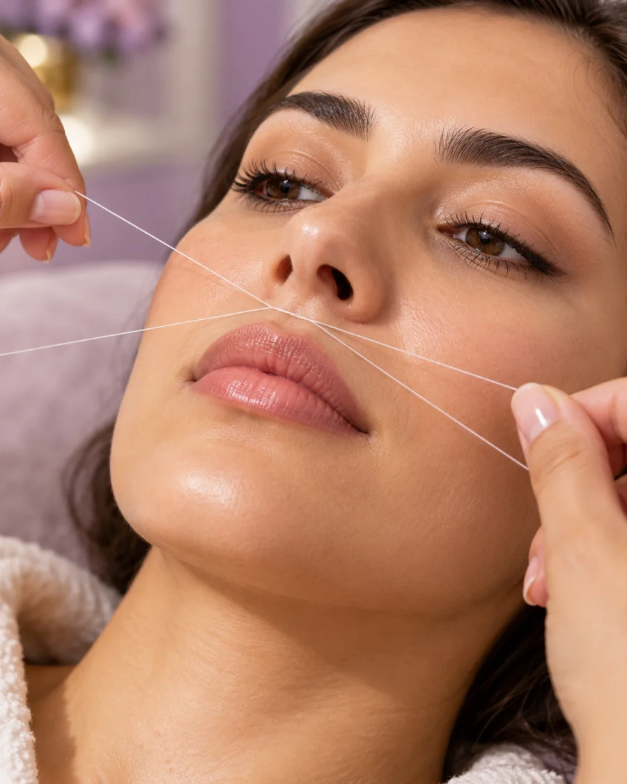 Upper lip threading